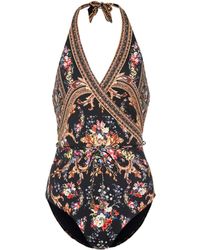 Camilla Bañador estampado con adornos - Negro