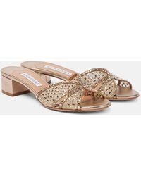 Aquazzura - Crystal Love 35 Embellished Tulle Mules - Lyst