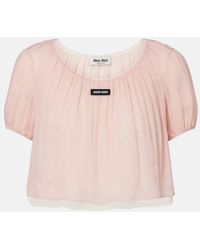 Miu Miu - Layered Silk Chiffon Crop Top - Lyst