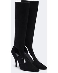 Alaïa - Cut-Out Suede Knee-High Boots - Lyst