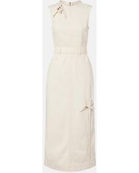 Erdem - Floral-Applique Denim Midi Dress - Lyst