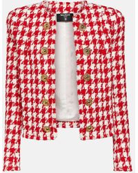 Balmain - Houndstooth Tweed Jacket - Lyst