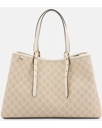 Gucci - Gg Emblem Medium Leather-Trimmed Tote Bag - Lyst