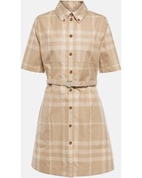 Burberry - Check Cotton Gabardine Shirt Dress - Lyst