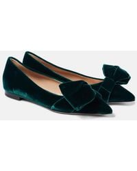 Gianvito Rossi - Bow-Detail Velvet Ballet Flats - Lyst