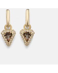 STONE AND STRAND - Power 14Kt Huggie Earrings With Diamonds And Garnet - Lyst