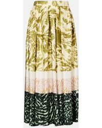 Dries Van Noten - Printed Satin Midi Skirt - Lyst