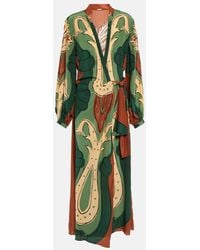 Johanna Ortiz - Abito Lungo A Portafoglio Con Stampa - Lyst