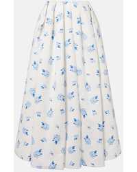 LEO LIN - Victoria Floral Pleated Cotton Maxi Skirt - Lyst