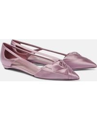 Prada - Cutout Satin Ballet Flats - Lyst