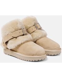 Burberry - Ankle Boots Aus Veloursleder Mit Shearling - Lyst