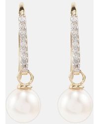 Mateo - 14kt Gold Drop Earrings With Diamonds And Pearls - Lyst