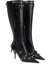 Balenciaga Cagole Leather Knee-high Boots - Black