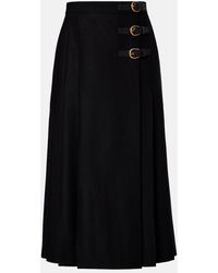 Chloé - Pleated Virgin Wool Midi Skirt - Lyst