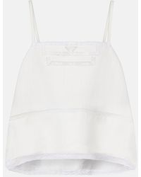 Prada - Lace-Trimmed Linen Top - Lyst
