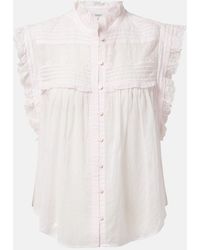 Isabel Marant - Dersia Embroidered Ruffled Cotton Blouse - Lyst