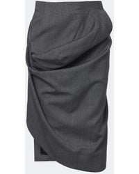 Victoria Beckham - Draped Asymmetric Virgin Wool Midi Skirt - Lyst