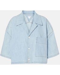 Bottega Veneta - Cropped Denim Shirt With Bowling Collar - Lyst