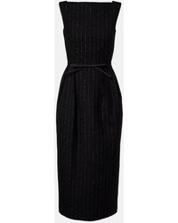 Erdem - Pinstripe Wool Lame Midi Dress - Lyst