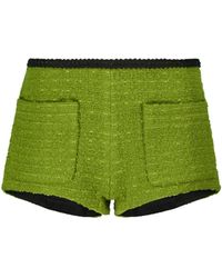 Saint Laurent Shorts de tweed en mezcla de lana - Verde