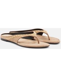 Herbert Levine - Sun-Kissed Embellished Suede Thong Sandals - Lyst