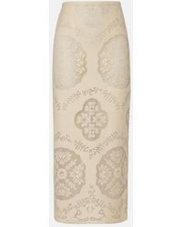 Valentino - Floral Cotton-Blend Midi Skirt - Lyst