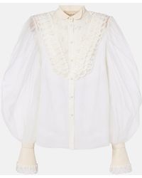 Valentino - Sheer Silk Organza Blouse - Lyst