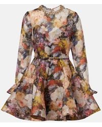 Zimmermann - Alchemy Peplum Linen And Silk Minidress - Lyst