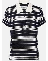 FRAME - Striped Linen-Blend Polo Shirt - Lyst