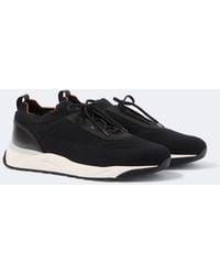 Santoni - Leather-Trimmed Knitted Sneakers - Lyst