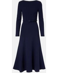 Roland Mouret - Belted Wool Crepe Midi Dress - Lyst