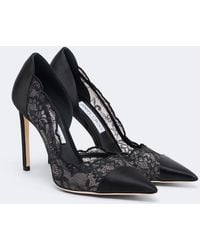 Jimmy Choo - Brigitte Lace-Trimmed Satin Pumps - Lyst