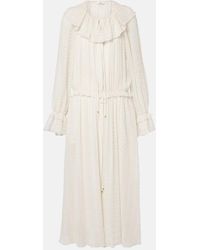 Chloé - Ruffled Silk-Blend Crepe Maxi Dress - Lyst