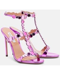 Aquazzura - Afterglow 105 Embellished Leather Sandals - Lyst
