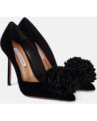 Aquazzura - Couturier 105 Floral-Applique Velvet Pumps - Lyst