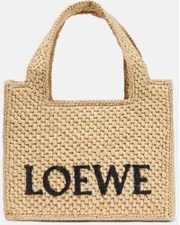 Loewe - Paula's Ibiza Tote Font Mini aus Raffiabast - Lyst