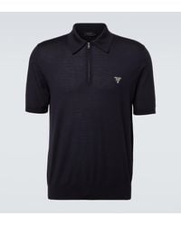 Prada - Logo Virgin Wool Polo Shirt - Lyst