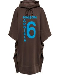 Damen Bekleidung Sport- MM6 by Maison Martin Margiela Baumwolle Hoodie-Kleid aus Baumwolle in Braun und Fitnesskleidung Hoodies Training 
