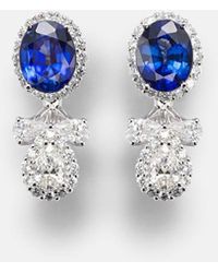 YEPREM - Boucles D'Oreilles Reign Supreme En Or Blanc 18 Ct, Diamants Et Saphirs - Lyst