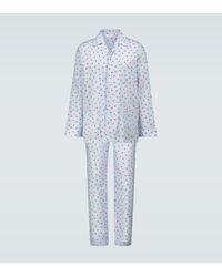 Derek Rose Satin Pyjama mit Kirschen-Print in Schwarz für Herren Herren Bekleidung Nachtwäsche Schlafanzüge und Loungewear 