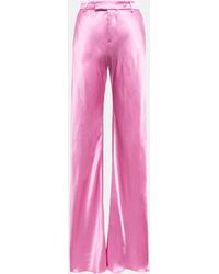 Etro High-rise Wide-leg Satin Pants - Pink