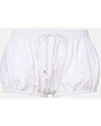 The Attico - Embroidered Cotton Shorts - Lyst