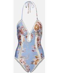 Zimmermann - Awaken Floral Crochet-Trimmed Swimsuit - Lyst