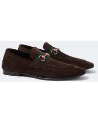 Gucci - Como Horsebit Suede Loafers - Lyst