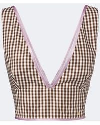 Valentino - Gingham Cotton Crop Top - Lyst