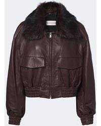 Nour Hammour - Shearling-Trimmed Leather Blouson Jacket - Lyst