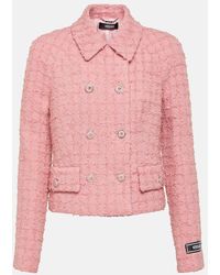 Versace - Double-breasted Boucle Tweed Jacket - Lyst