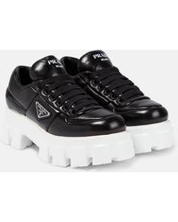 Prada - Padded Nappa Leather Platform Sneakers - Lyst
