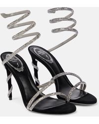 Rene Caovilla - Cleo Crystal-embellished Velvet Sandals - Lyst