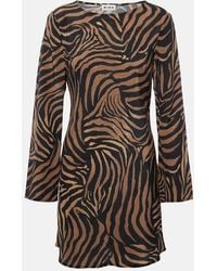 RIXO London - Bedrucktes Minikleid Ridley Aus Seide - Lyst